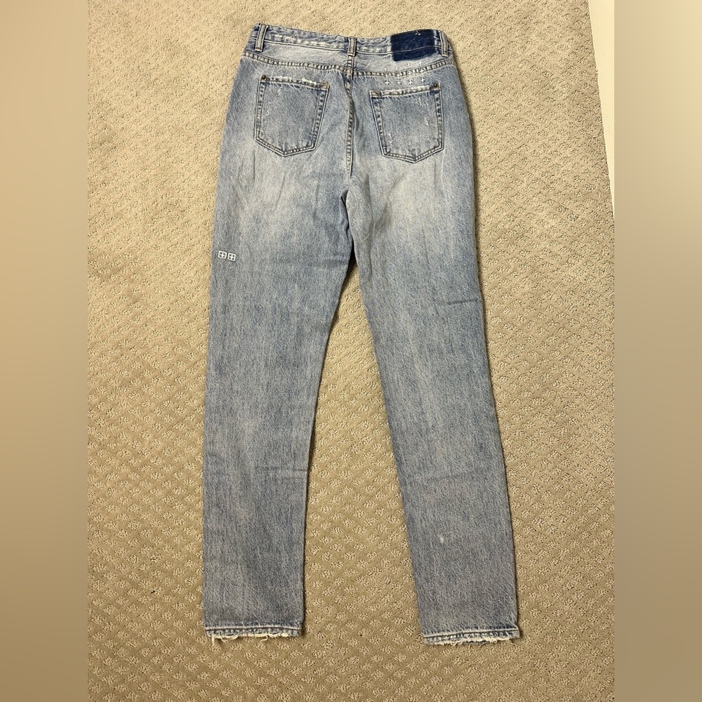 Sz 30 Ksubi high rise Slim Pin 2.0 Karma light wash jeans light distressing